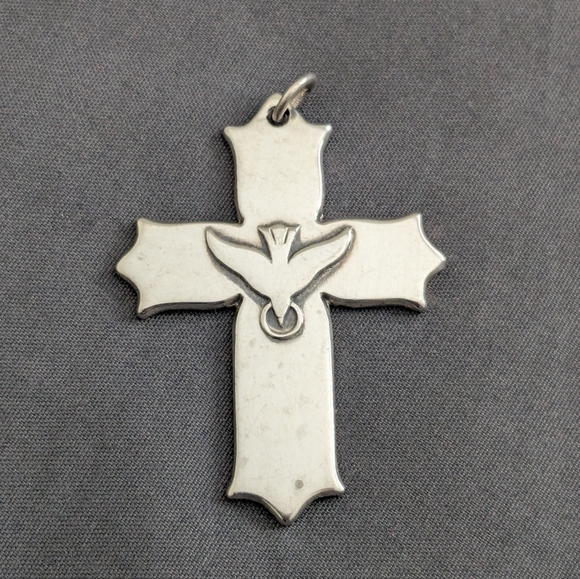Rare-Retired James Avery Sterling Descending Dove Holy Spirit Cross Pendant - Picture 7 of 11
